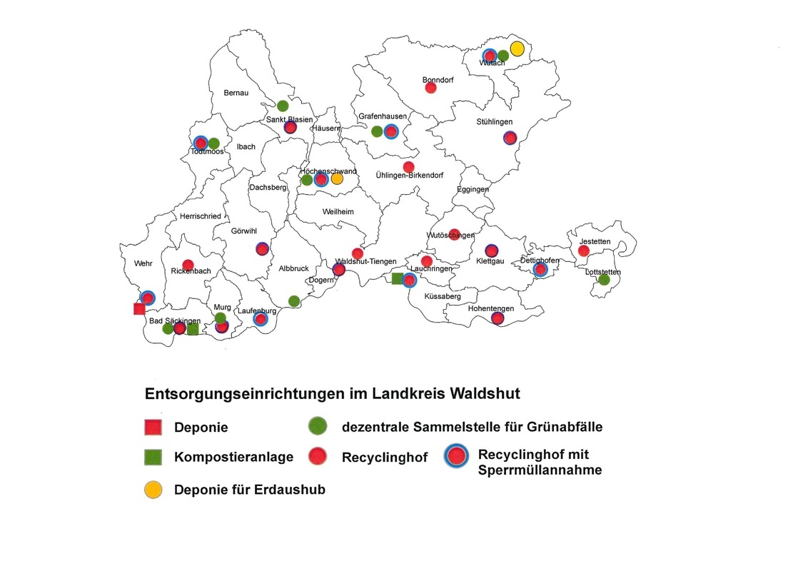 Übersicht der Entsorgungseinrichtngen im Landkreis Waldshut_Stand September 2021